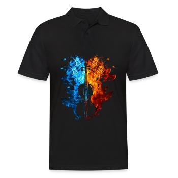 Feuer Geige Flammen Geigenspieler Violine - Männer Poloshirt - Schwarz - Vorne - Kai (181cm)