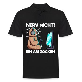 Nerv nicht bin am Zocken Gaming Faultier - Männer Poloshirt - Schwarz - Vorne - Kai (181cm)