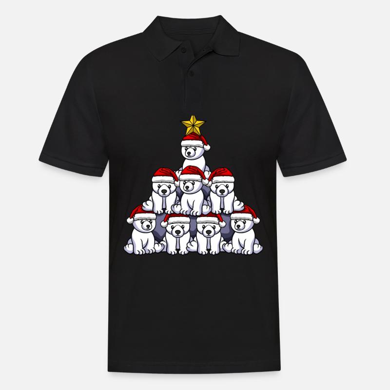 Eisbär Weihnachtsbaum - Männer Poloshirt - Schwarz