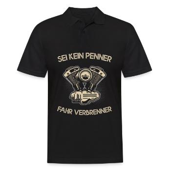 Sei kein Penner fahr Verbrenner Benzin - Männer Poloshirt - Schwarz - Vorne - Kai (181cm)