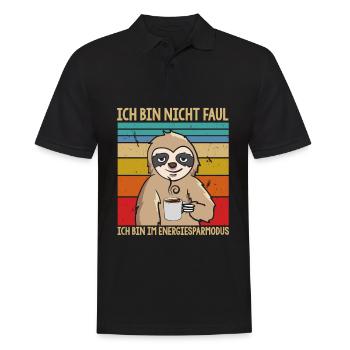 Ich bin nicht Faul Ich bin im Energiesparmodus - Männer Poloshirt - Schwarz - Vorne - Kai (181cm)