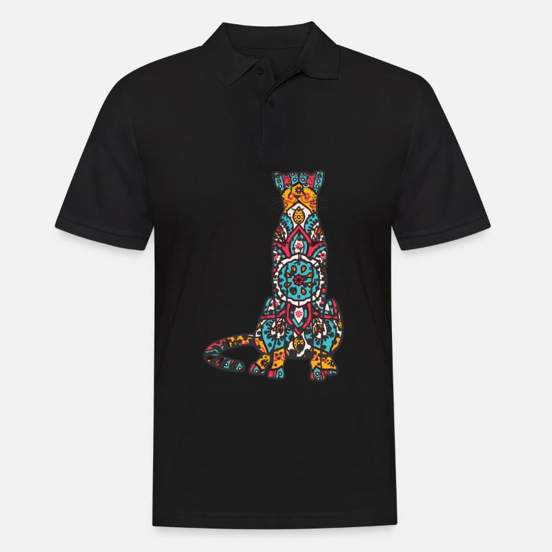 Mandala Cheetah Geometry Pattern - Men's Polo Shirt - black