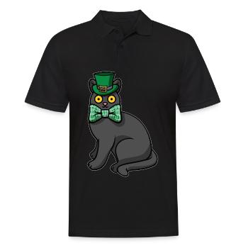 Lucky Cat Mom Shamrock Cat Saint-Patrick - Polo Homme - noir - Devant - Kai (181cm)