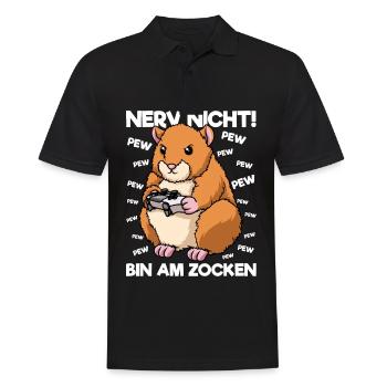Nerv nicht bin am Zocken Gaming Hamster - Männer Poloshirt - Schwarz - Vorne - Kai (181cm)
