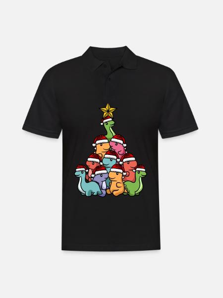 Dino Christmas Tree - Men's Polo Shirt - black