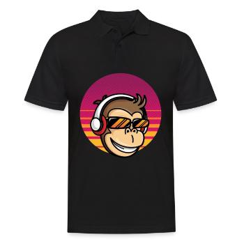 Monkey DJ Affe mit Kopfhörer - Männer Poloshirt - Schwarz - Vorne - Kai (181cm)