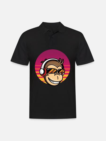 Monkey DJ Monkey avec casque - Polo Homme - noir
