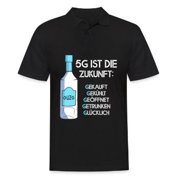 5G ist die Zukunft Ouzo Alkohol - Männer Poloshirt - Schwarz - Vorne - Kai (181cm)