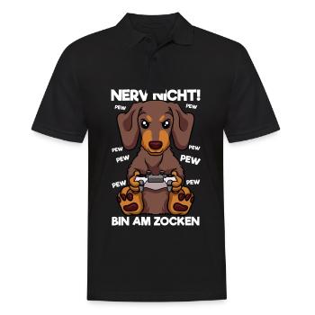 Nerv nicht bin am Zocken Gaming Dackel Hund - Männer Poloshirt - Schwarz - Vorne - Kai (181cm)