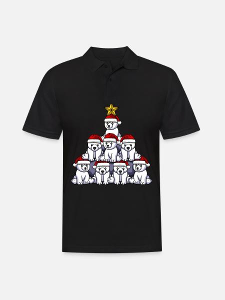 Polar Bear Christmas Tree - Men's Polo Shirt - black