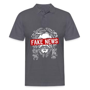 Fake News Antéchrist athée Anti-Christ - Polo Homme - charbon - Devant - Nico (186cm)
