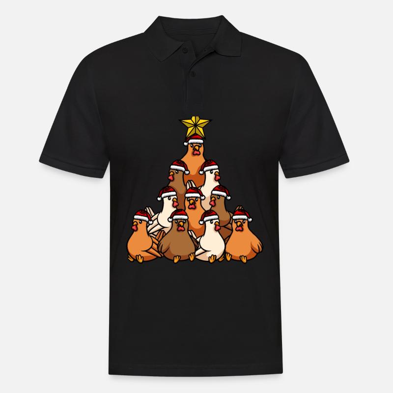 Hühner Weihnachtsbaum - Männer Poloshirt - Schwarz