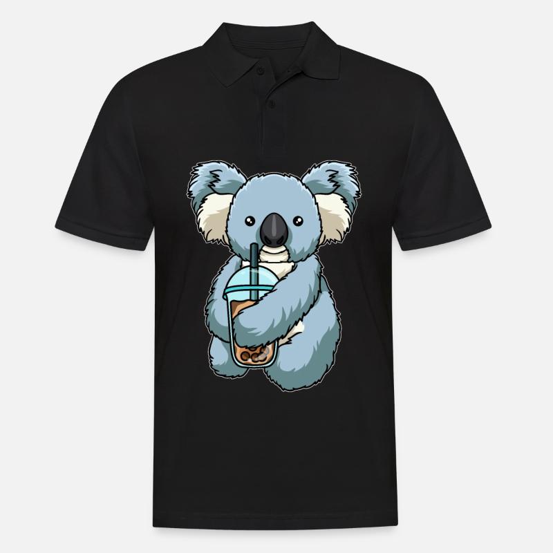 Koala drinks bubble tea - Men's Polo Shirt - black