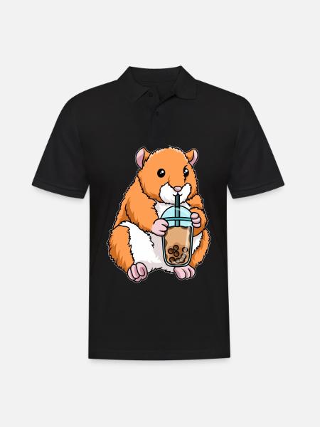 Hamster drinks bubble tea - Men's Polo Shirt - black