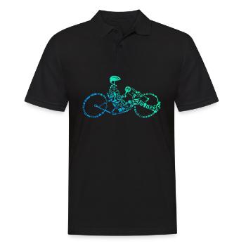 Handbike Rennbike Rollstuhl Fahrrad Liegerad - Männer Poloshirt - Schwarz - Vorne - Kai (181cm)