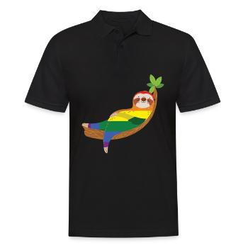 Sloth Rainbow Gay LGBTQ - Polo Homme - noir - Devant - Kai (181cm)