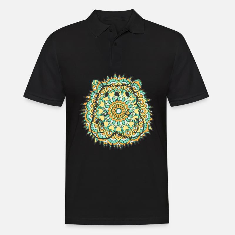 Mandala Hedgehog Geometry Pattern - Polo Homme - noir