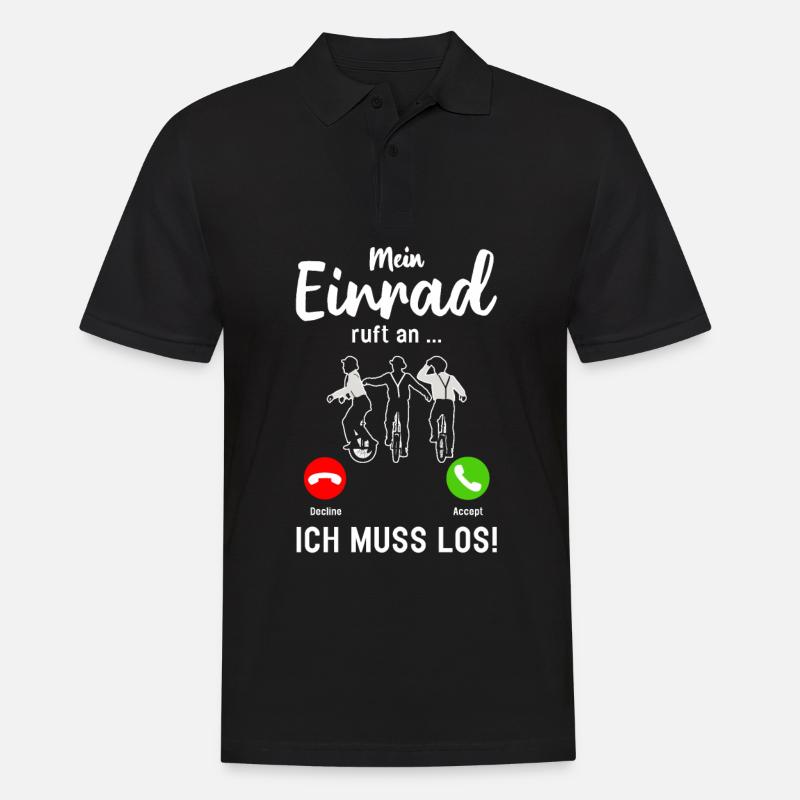 Einrad Ruft an Einradfahrer Smartphone - Männer Poloshirt - Schwarz
