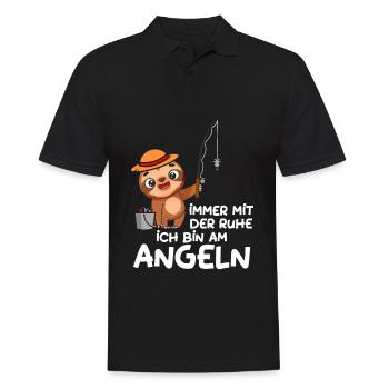 Immer mit der Ruhe ich bin am Angeln Faultier - Männer Poloshirt - Schwarz - Vorne - Kai (181cm)