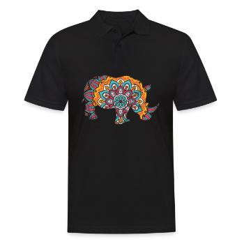 Mandala Rhino Geometre Pattern - Polo Homme - noir - Devant - Kai (181cm)