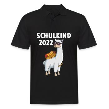 Schulkind 2022 Lama - Männer Poloshirt - Schwarz - Vorne - Kai (181cm)