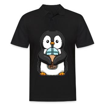 Kawaii Bubble Tea Pinguin - Männer Poloshirt - Schwarz - Vorne - Kai (181cm)
