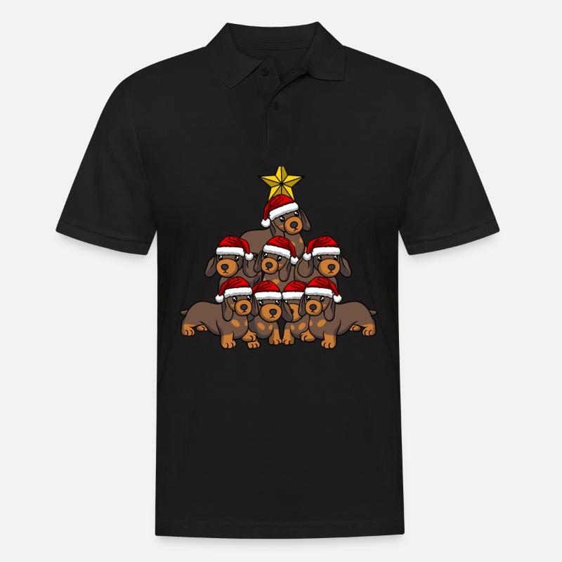 Arbre de Noël teckel - Polo Homme - noir