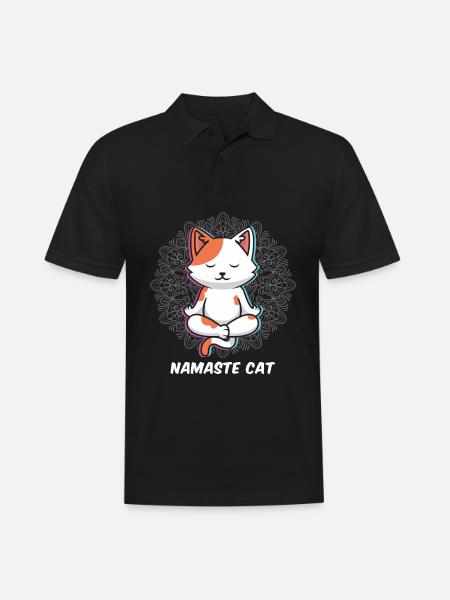 Namaste Cat Yoga Katze - Men's Polo Shirt - black