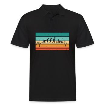 Vintage Herzschlag EKG Puls Handbike - Männer Poloshirt - Schwarz - Vorne - Kai (181cm)