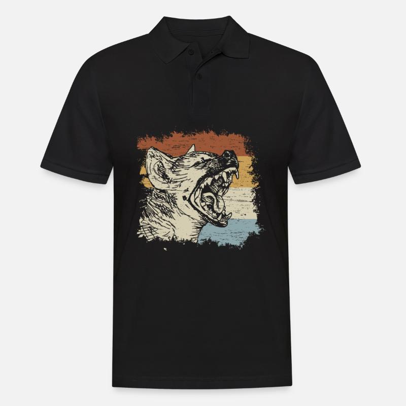 Retro Hyäne - Männer Poloshirt - Schwarz