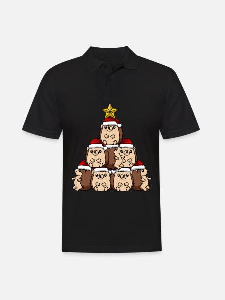 Hedgehog Christmas Tree - Men's Polo Shirt - black