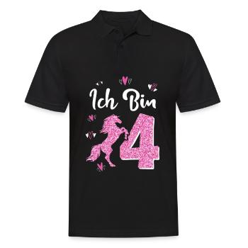 Geburtstag Mädchen 4 Jahre Pferd Prinzessin - Männer Poloshirt - Schwarz - Vorne - Kai (181cm)