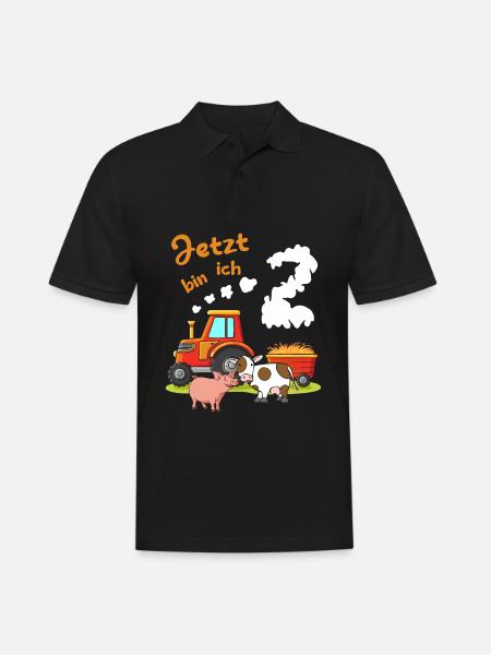 2. Geburtstag ich bin 2 Jahre Traktor Trekker - Männer Poloshirt - Schwarz