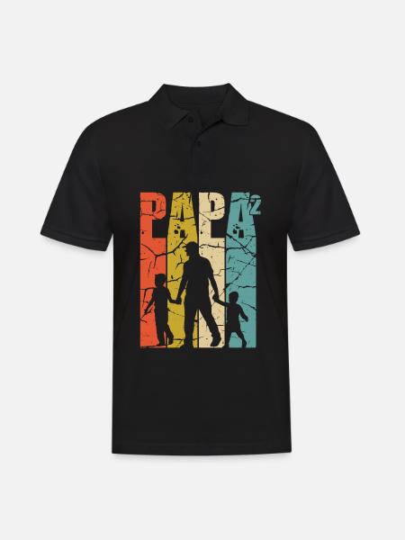 Papa 2 fils Papa high 2 père de deux enfants - Polo Homme - noir