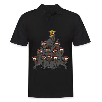 Black Cat Christmas Tree - Men's Polo Shirt - black - Front - Kai (181cm)
