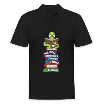 Wurm reads books with coffee - Men's Polo Shirt - black - Front - Kai (181cm)