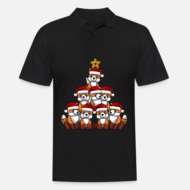 Fox Christmas Tree - Men's Polo Shirt - black