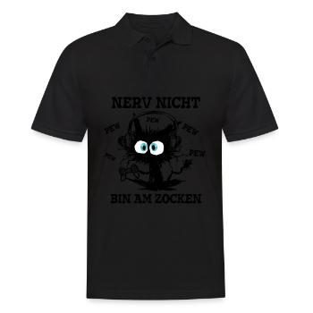 Nerv nicht bin am zocken Gamer Cat - Männer Poloshirt - Schwarz - Vorne - Kai (181cm)