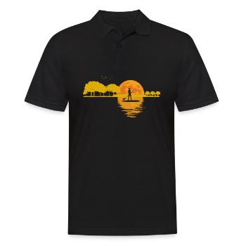 Moon Guitar Lake Coucher de soleil Stand Up Paddle - Polo Homme - noir - Devant - Kai (181cm)