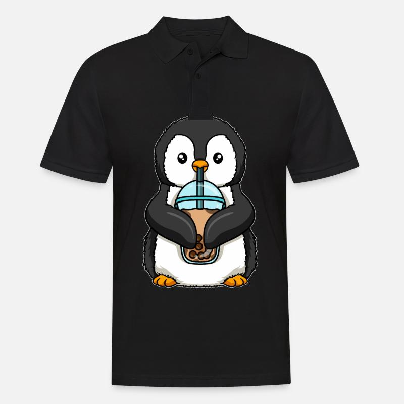 Penguin drinks bubble tea - Men's Polo Shirt - black