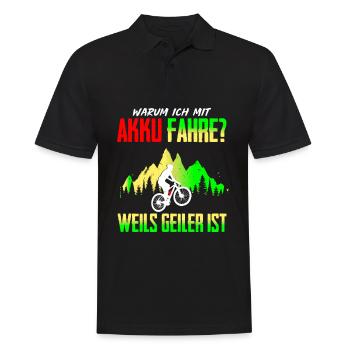 Warum Ich Mit Akku Fahre weils Geiler Ist MTB - Männer Poloshirt - Schwarz - Vorne - Kai (181cm)