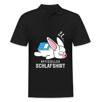 Offizielles Schlafshirt Schlafanzug Hase mit Buch - Männer Poloshirt - Schwarz - Vorne - Kai (181cm)
