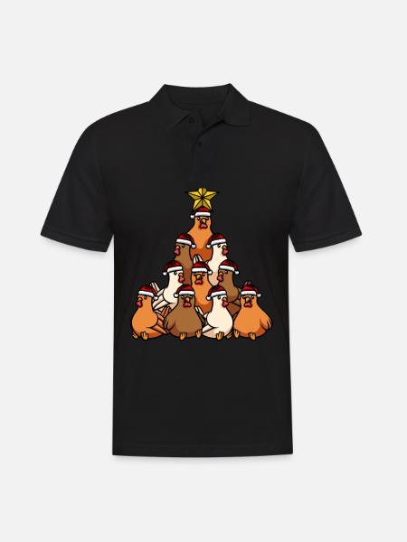 Christmas Tree Chicken - Men's Polo Shirt - black