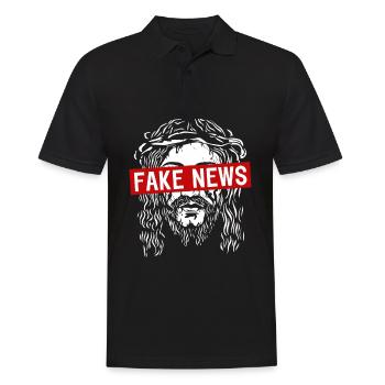 Jesus Fake News - Männer Poloshirt - Schwarz - Vorne - Kai (181cm)