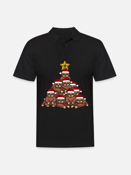 Sloth Christmas Tree - Men's Polo Shirt - black