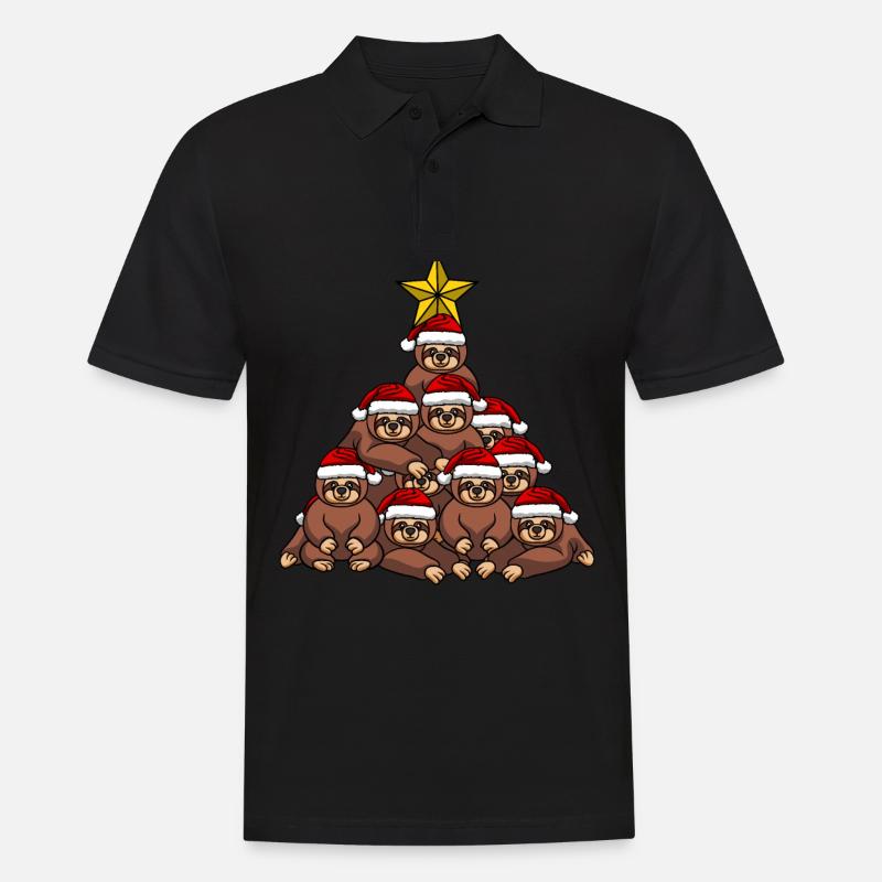 Sloth Christmas Tree - Men's Polo Shirt - black