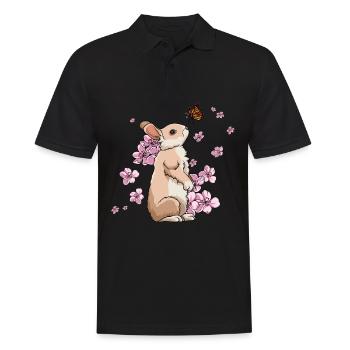 Lapin Papillon Fleur de Cerisier Japonais - Polo Homme - noir - Devant - Kai (181cm)