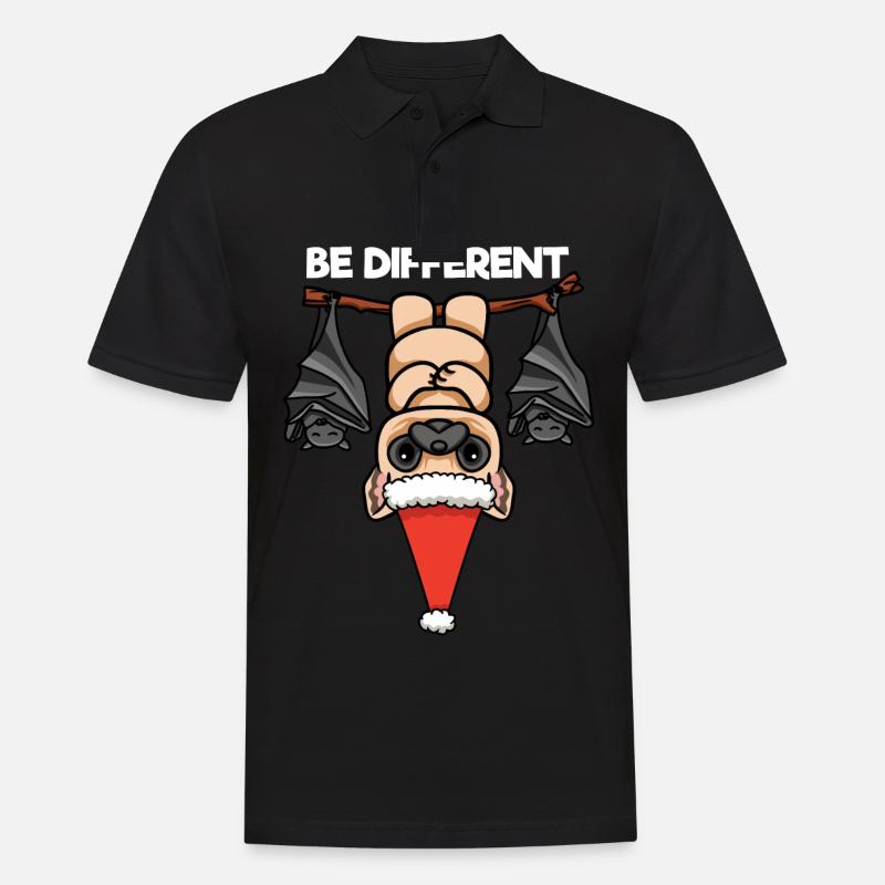 Be Different Mops Fledermaus Weihnachtsmann - Männer Poloshirt - Schwarz