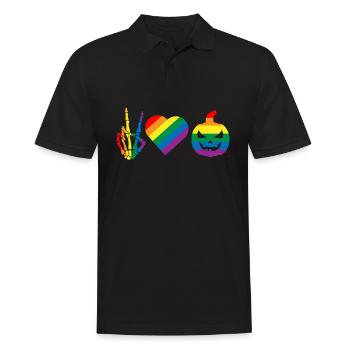 Peace Love Pride Gay Pride Halloween Skeleton - Männer Poloshirt - Schwarz - Vorne - Kai (181cm)