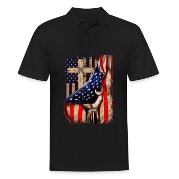 Jesus Christ Bible USA Flag Bible Christian - Men's Polo Shirt - black - Front - Kai (181cm)